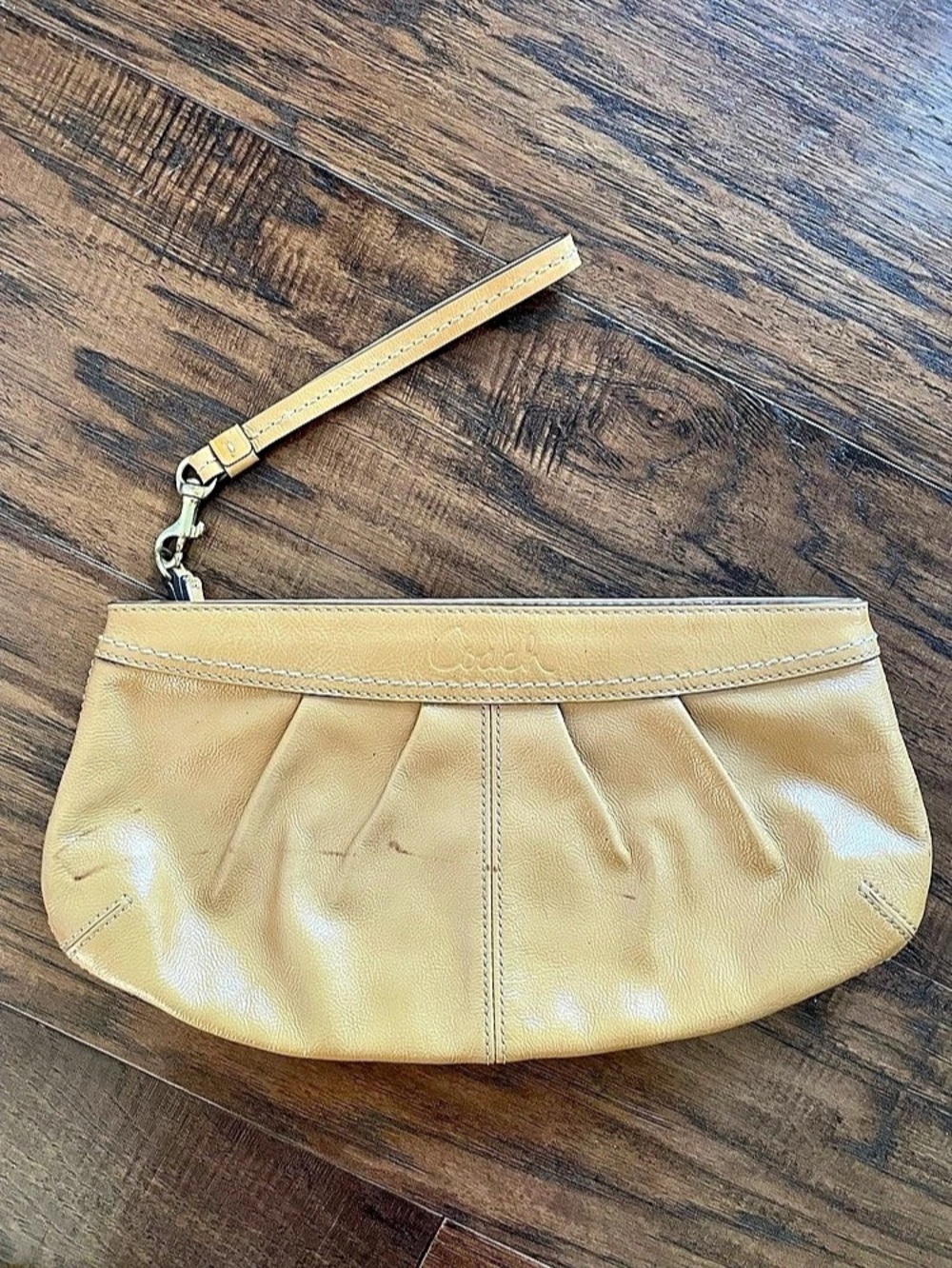 COACH Pleated Leather Wristlet
